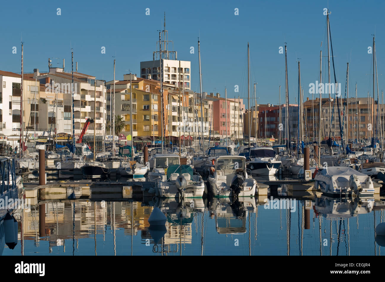 Hafen-Center, Cap d ' Agde, Herault, Languedoc-Roussillon Stockfoto