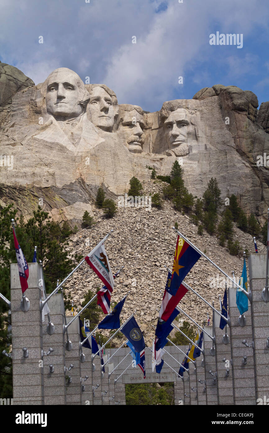 Mount Rushmore American National Memorial Park Felsskulptur mit Gesichtern der US-Präsidenten in den Black Hills South Dakota in den USA, USA Stockfoto