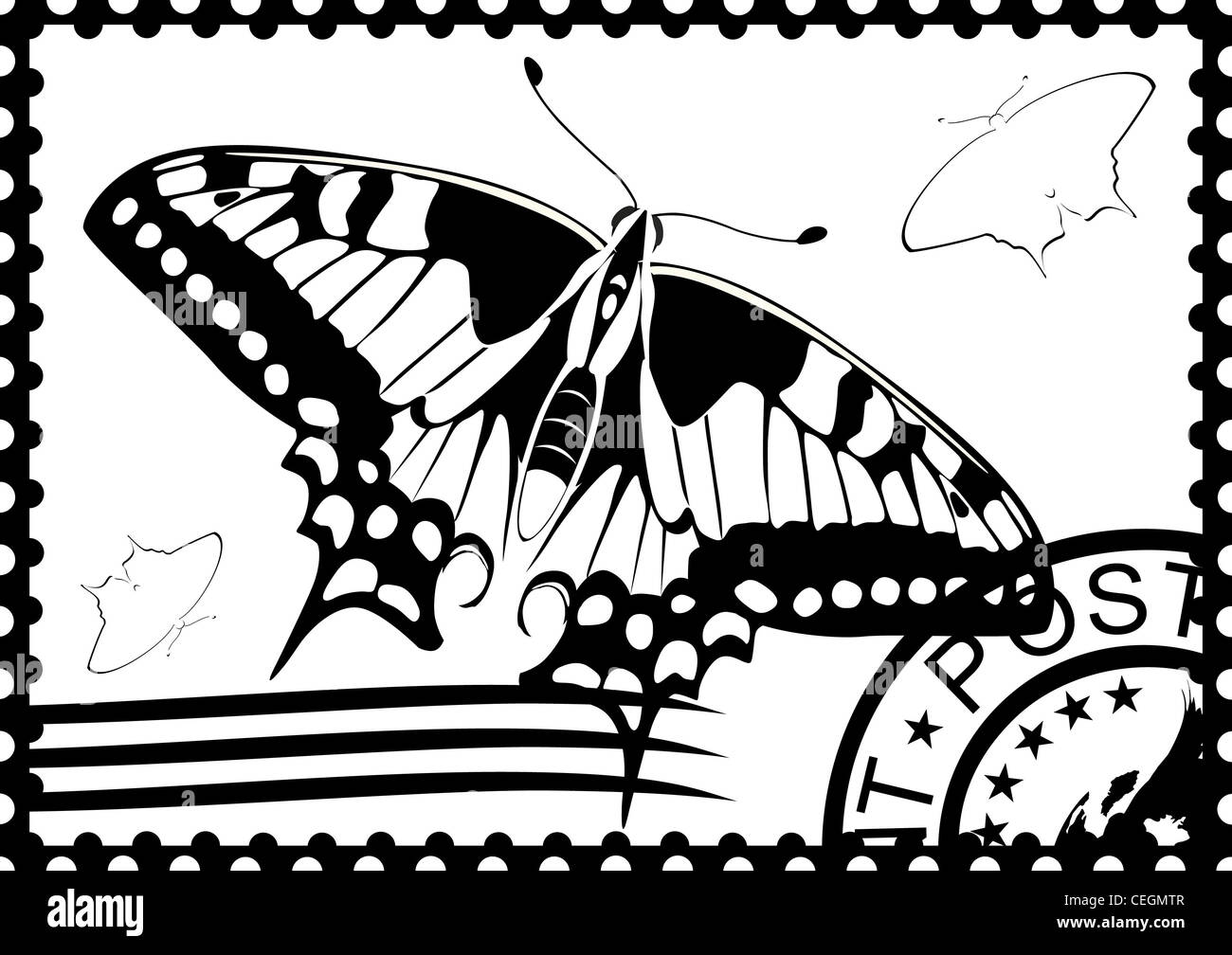 Briefmarke von Schwalbenschwanz Stockfoto