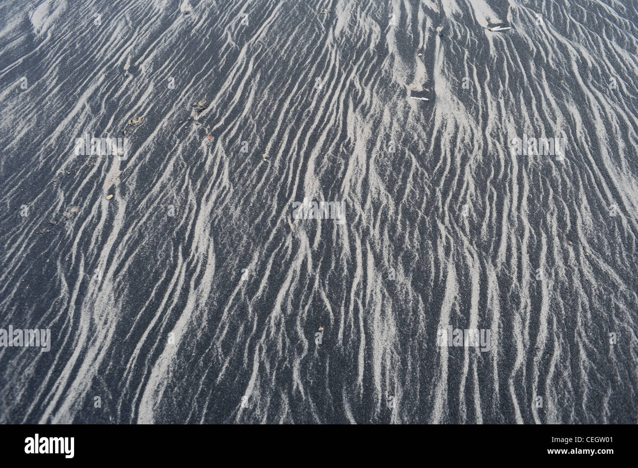 Meer Kohle erzeugt Muster am Strand von Saltburn in Cleveland Stockfoto