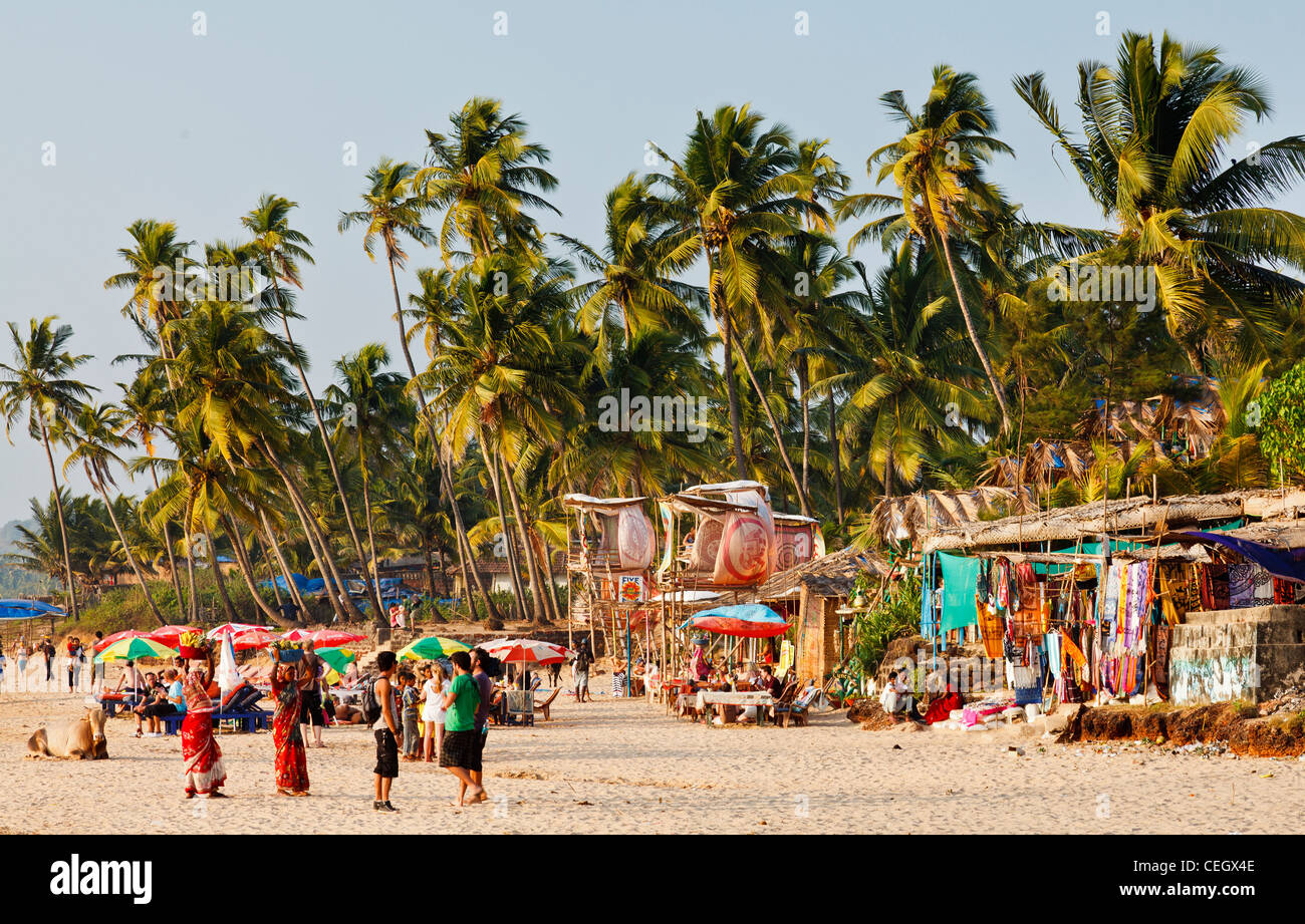 Flohmarkt am Anjuna Beach, Goa Stockfoto