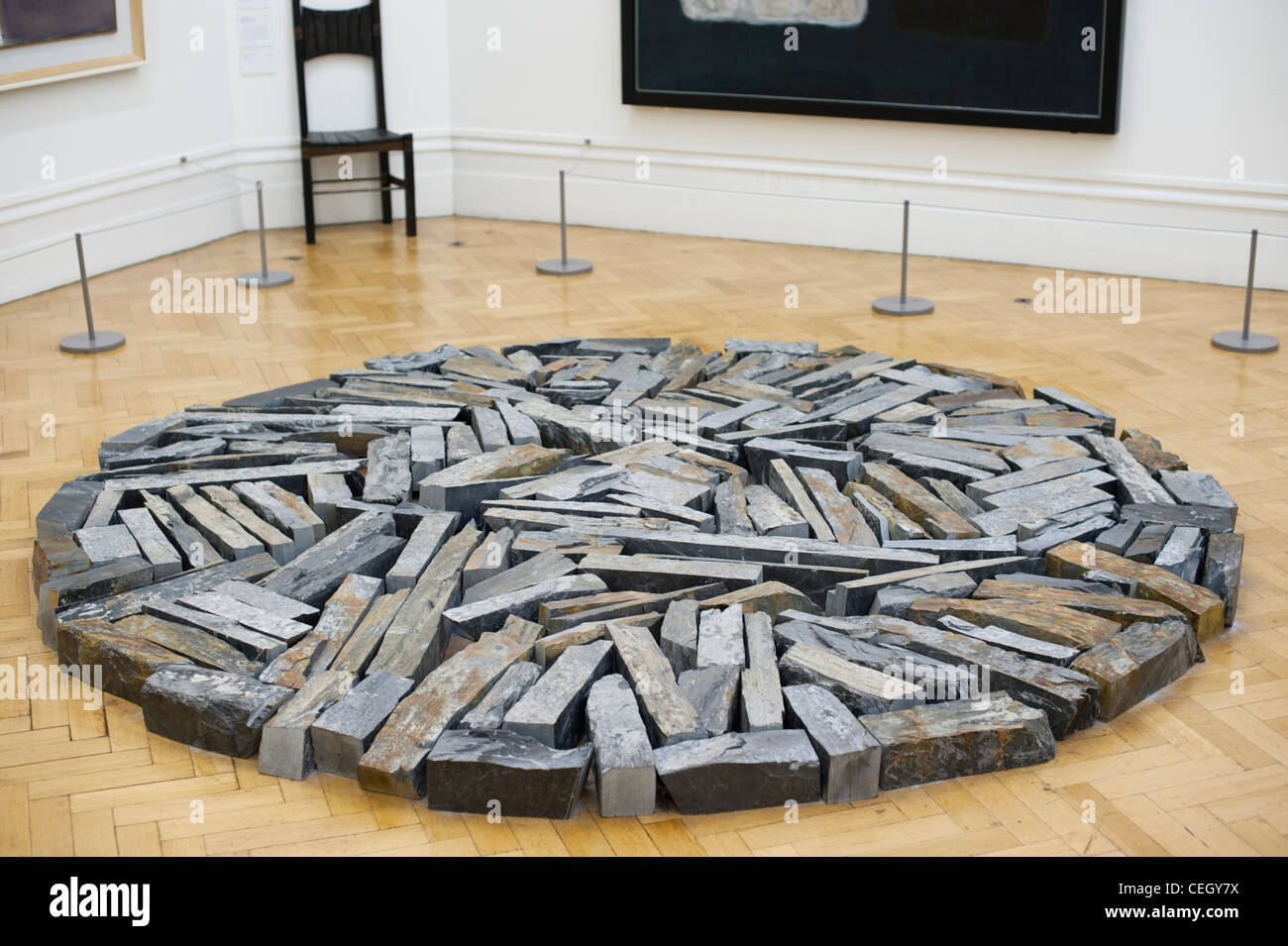 Delabole Bristol Schiefer Kreis vom Künstler Richard Long, bei Bristol City Art Gallery Stockfoto