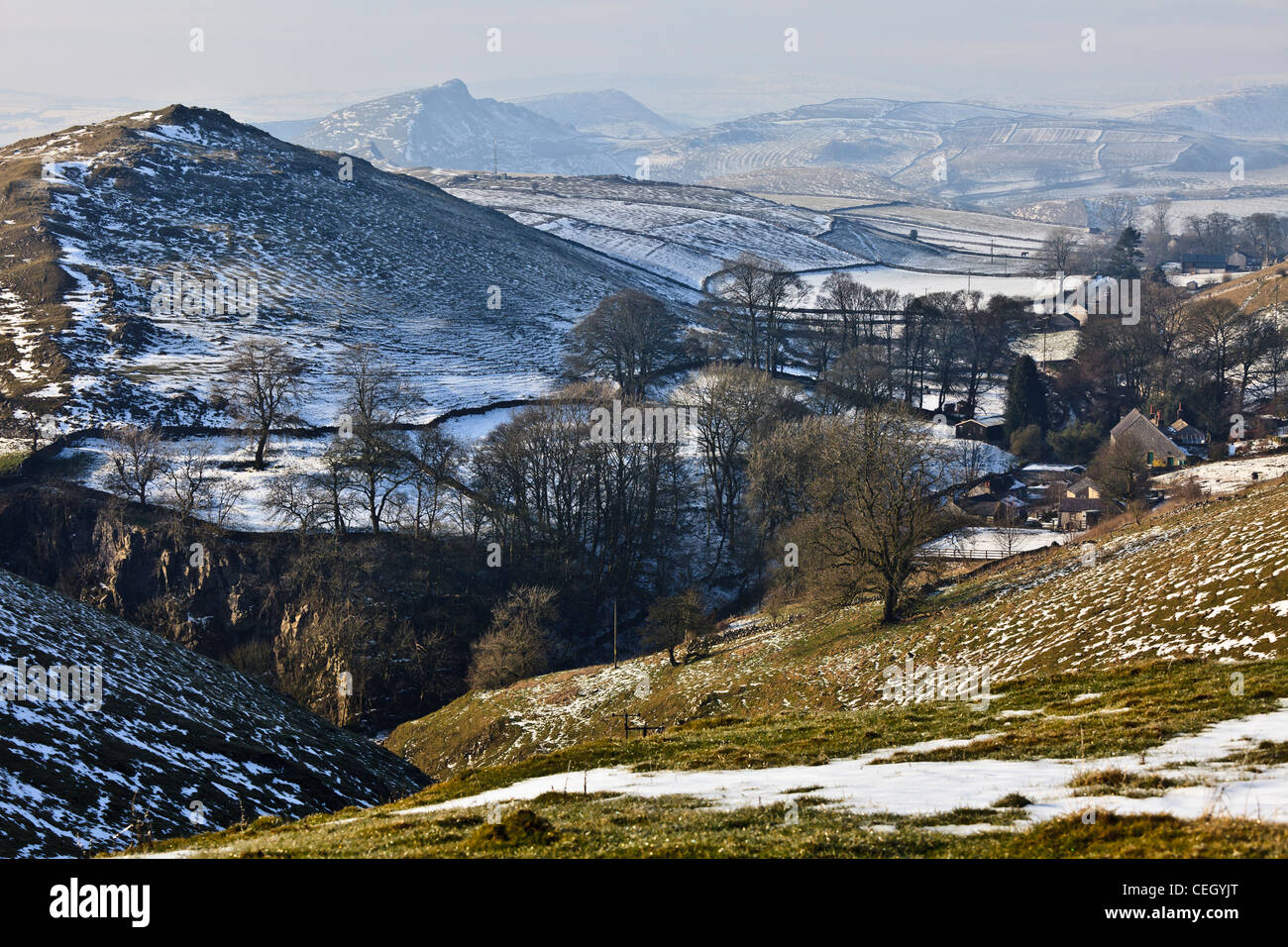 Blick Richtung Hitter Hill aus hohen Wheeldon Hügel in der Nähe von Earl Sterndale, Peak District National Park, Derbyshire, England. Stockfoto