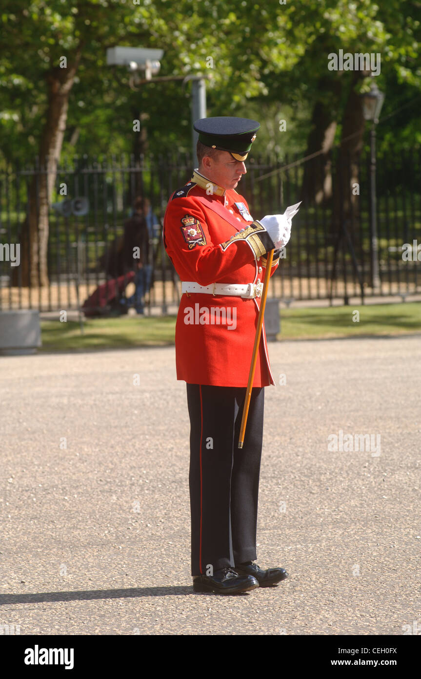 Der offizielle Geburtstag von Königin Elizabeth II zeichnet sich jedes Jahr durch eine Militärparade und Bühnenschau, bekannt als Trooping die Colou Stockfoto