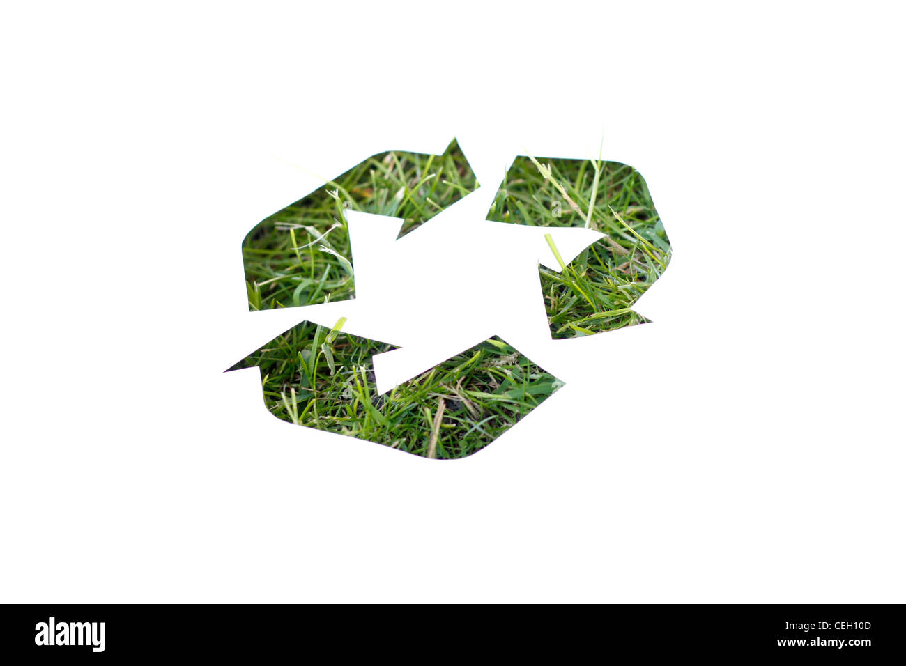 Ein Recycling-Logo des Grases Stockfoto