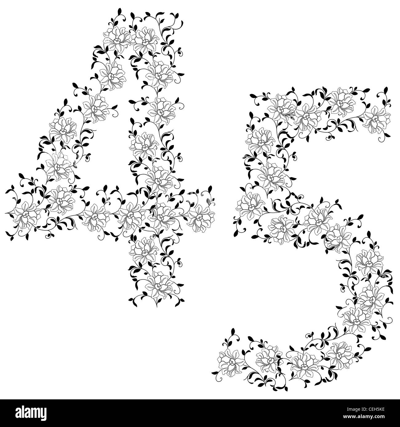 Hand-Zeichnung ornamentalen Alphabet. Brief 45 Stockfoto