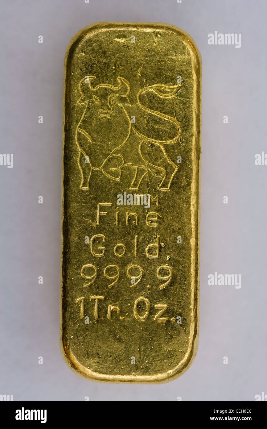 Ein Troy Unze Gold Bullion Bar Stockfoto