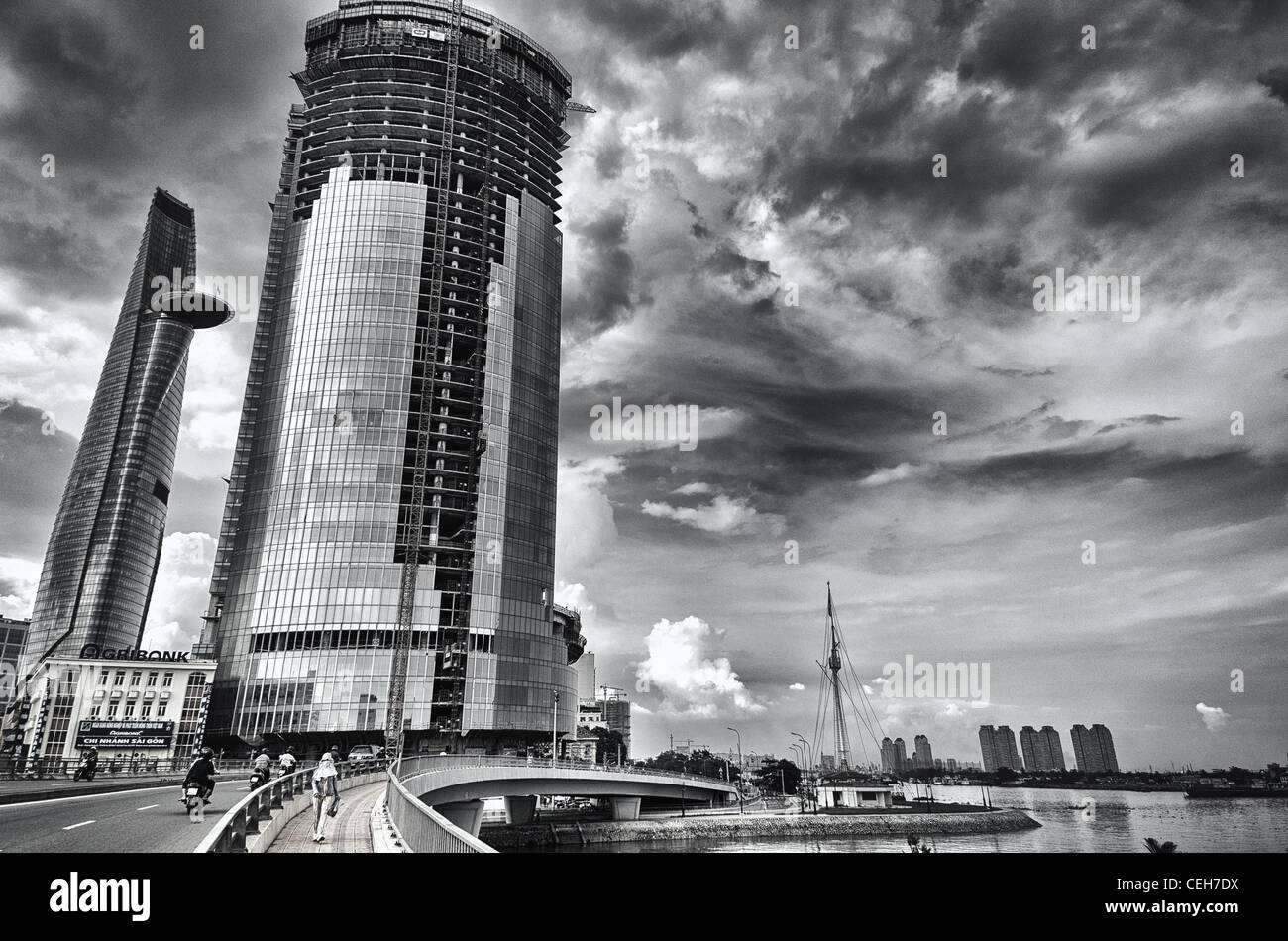 Wolkenkratzer im Bau in Ho-Chi-Minh-Stadt, Vietnam Stockfoto