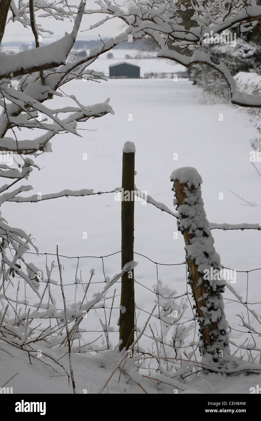 Bauernhof im Schnee Stockfoto