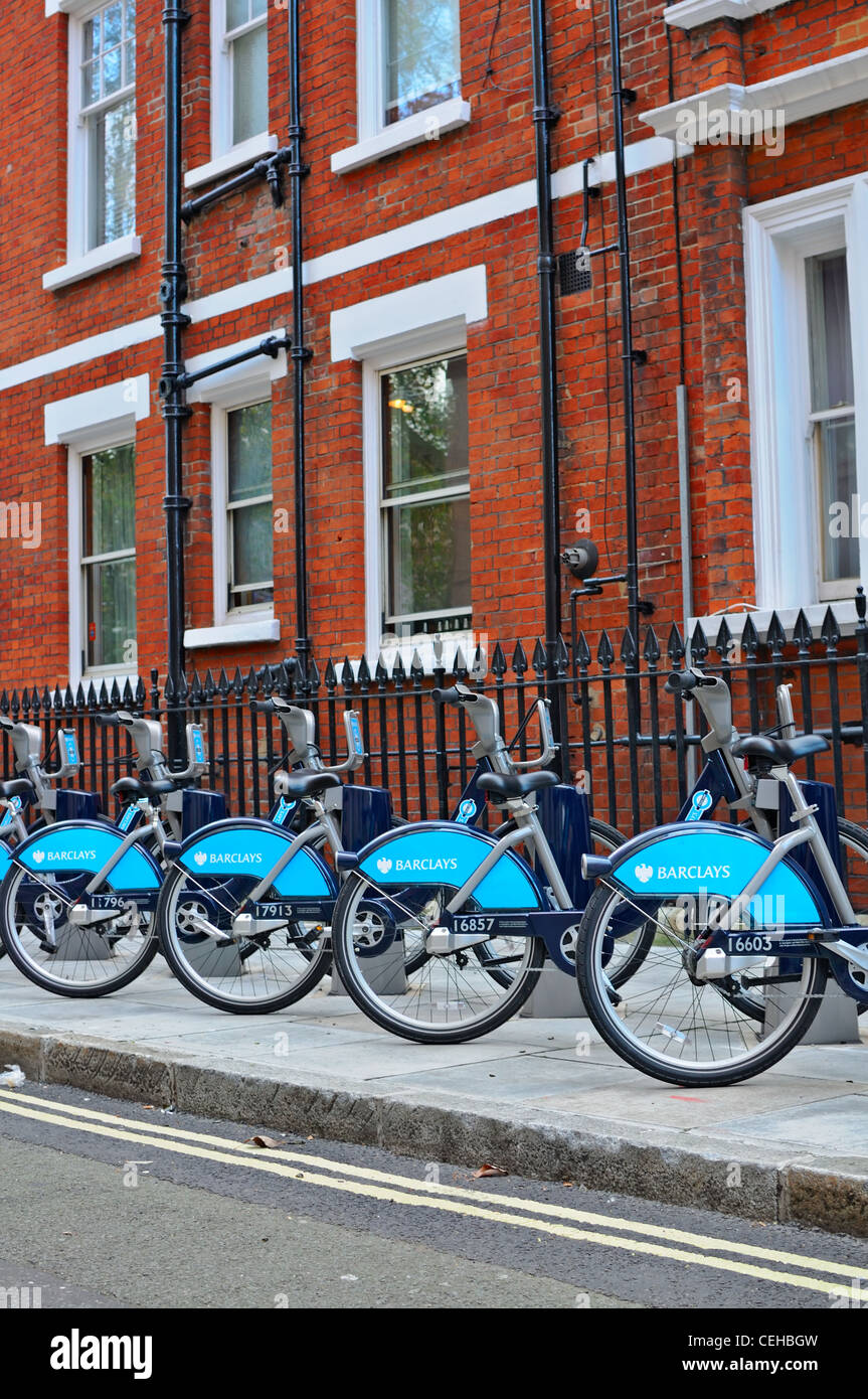 London: Fahrradverleih organisiert in der britischen Hauptstadt London. Stockfoto