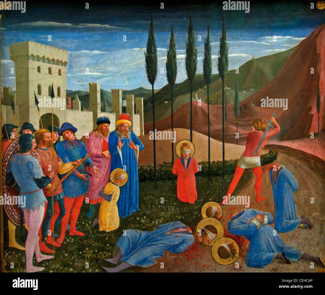 Das Martyrium der Heiligen Cosmas und Damian - Le Martyre des Heiligen Cosme et Damien 1438 FRA ANGELICO Guido di Pietro Italienisch Stockfoto