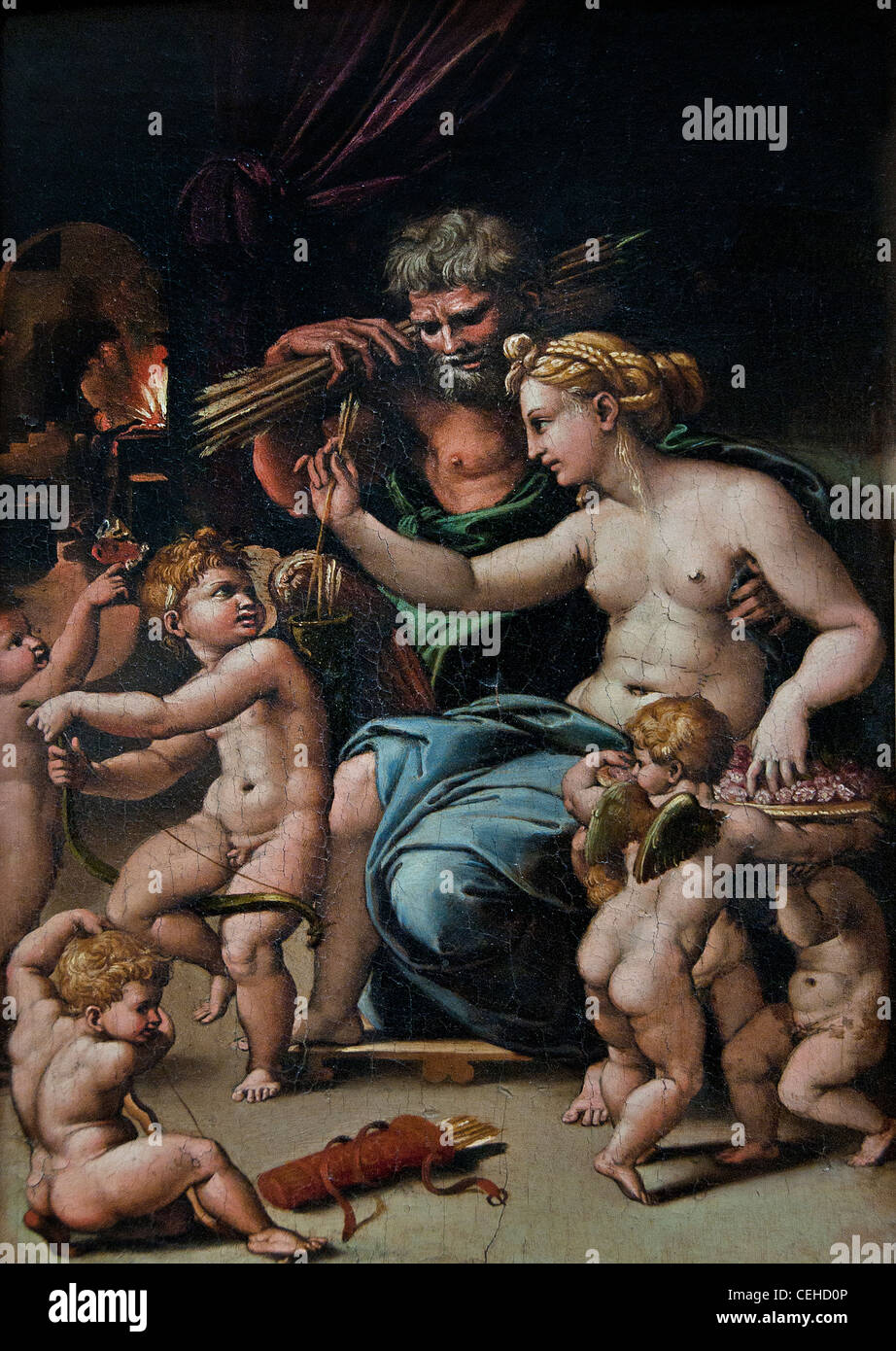 Venus et Vulcain Vulcan 1546 von Giulio Pippi - Giulio Romano Italienisch Italien Stockfoto