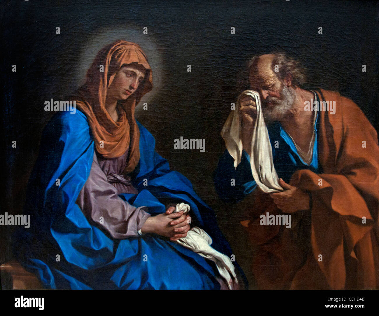 St. Peter weint vor der Jungfrau, auch bekannt als Tränen des heiligen Petrus von Giovanni Francesco Barbieri GUERCINO Le Guérechin 2591-1666 Italien Italienisch Stockfoto