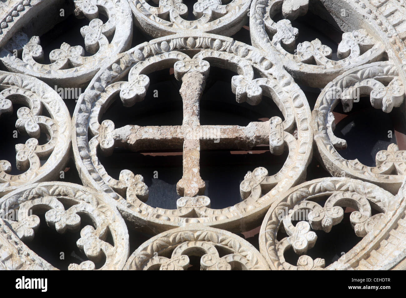 Rosette, Kirche der Himmelfahrt der Jungfrau Maria in Pag, Kroatien Stockfoto