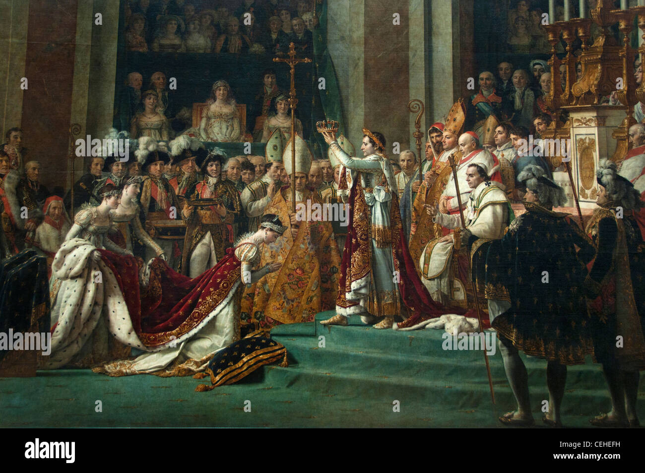 Die Krönung - Weihe von Kaiser Napoleon Bonaparte und Josephine 1807 Kathedrale Notre Dame, Paris Jacques-Louis David 1748 - 1825 Frankreich Französisch Stockfoto