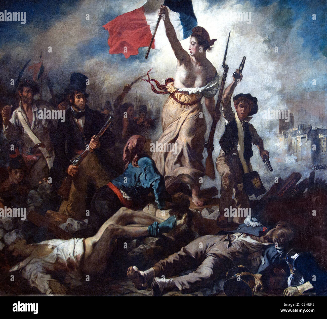 Eugène Delacroix Le 28 Juillet, La Liberté guidant le Peuple 28 Juli Freiheit führen die Menschen 1831 Französisch Frankreich Paris Stockfoto