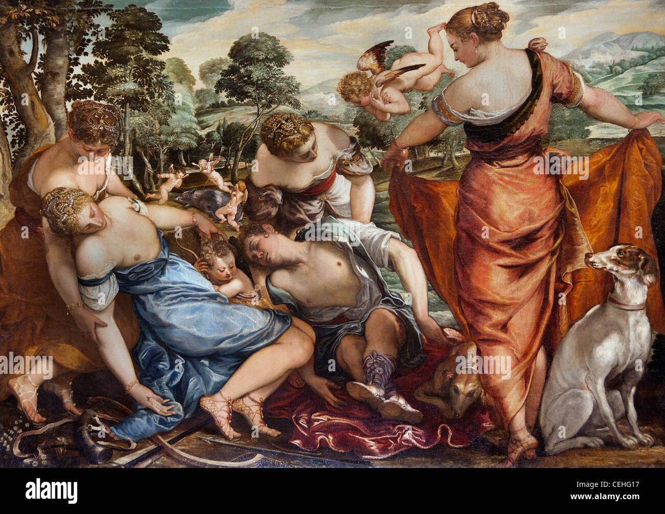 Der Tod des Adonis Venedig Italien Italienisch am Ende der Malerei des 16. Jahrhunderts Stockfoto