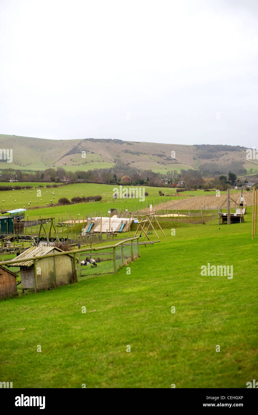 Landschaft von Sussex, Feder Barn Farm, Lewes, East Sussex, England, Großbritannien Stockfoto