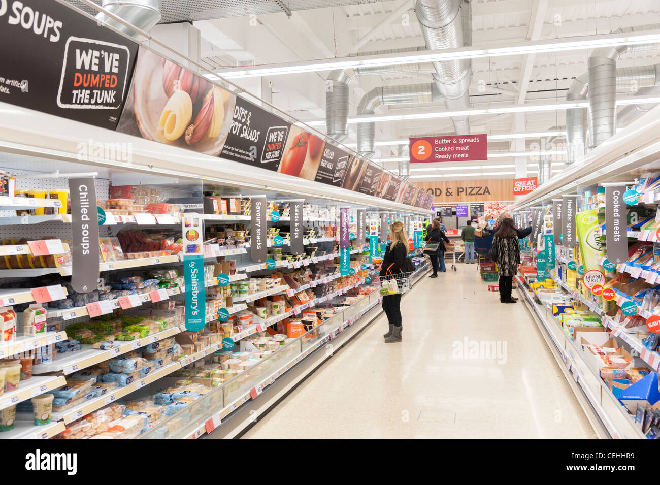 Sainsbury Supermarkt Gang, UK Stockfoto
