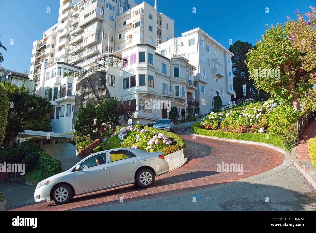 Lombard Street in San Francisco, die kurvenreichsten Straßen der Welt Stockfoto