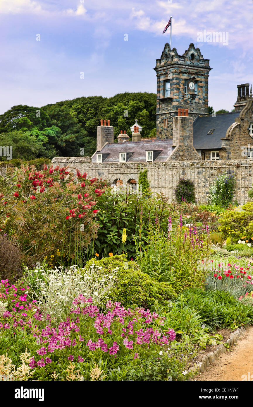 Die Walled Garden bei La Seigneurie auf Sark Insel im Juni Stockfoto