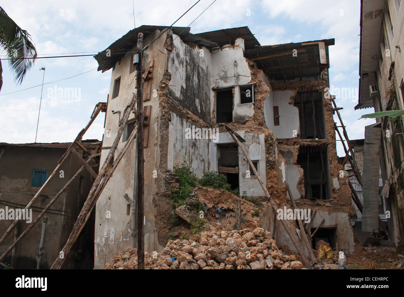 Ein Haus in Stone Town abgerissen, Zanzibar Stockfoto