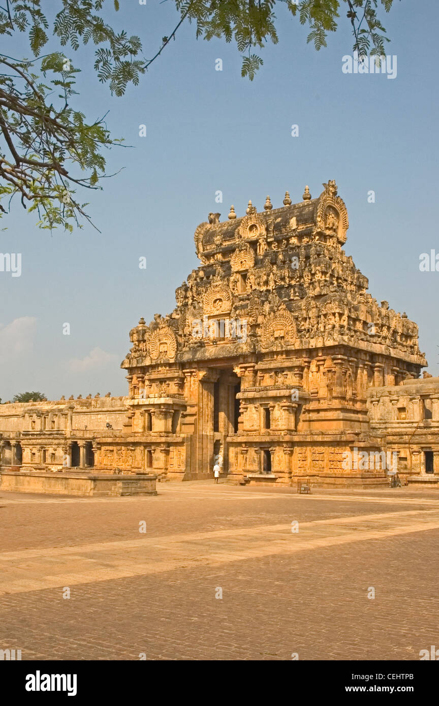 Indien, Tamil Nadu, Thanjavur (Tanjore) Brihadishwara Hindu-Tempel (1010 n. Chr.), Haupteingang Stockfoto