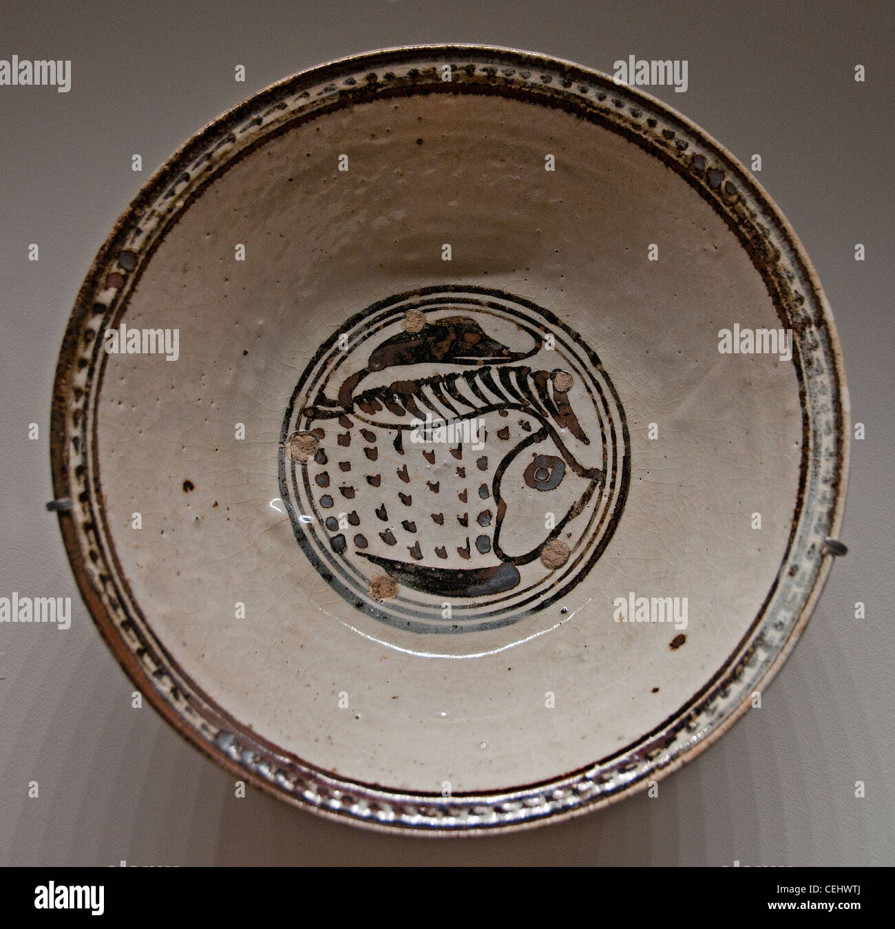 Fisch Teller Keramik Brennöfen (Sawankhalok) 14.-16. Jahrhundert Thai Thailand Stockfoto