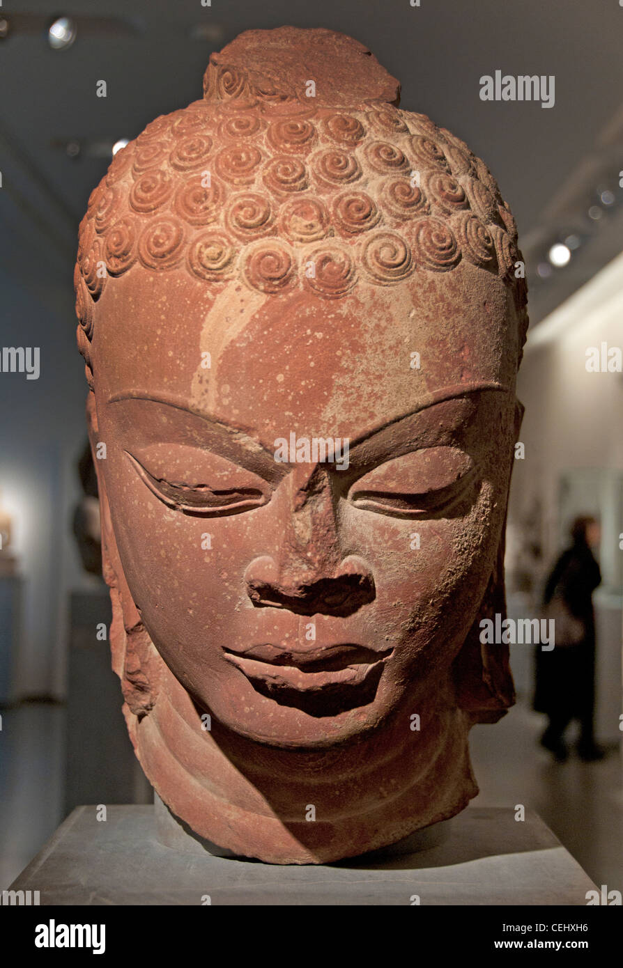 Kopf des Buddha Mathura Indien Uttar Pradesh 430-435 Stockfoto