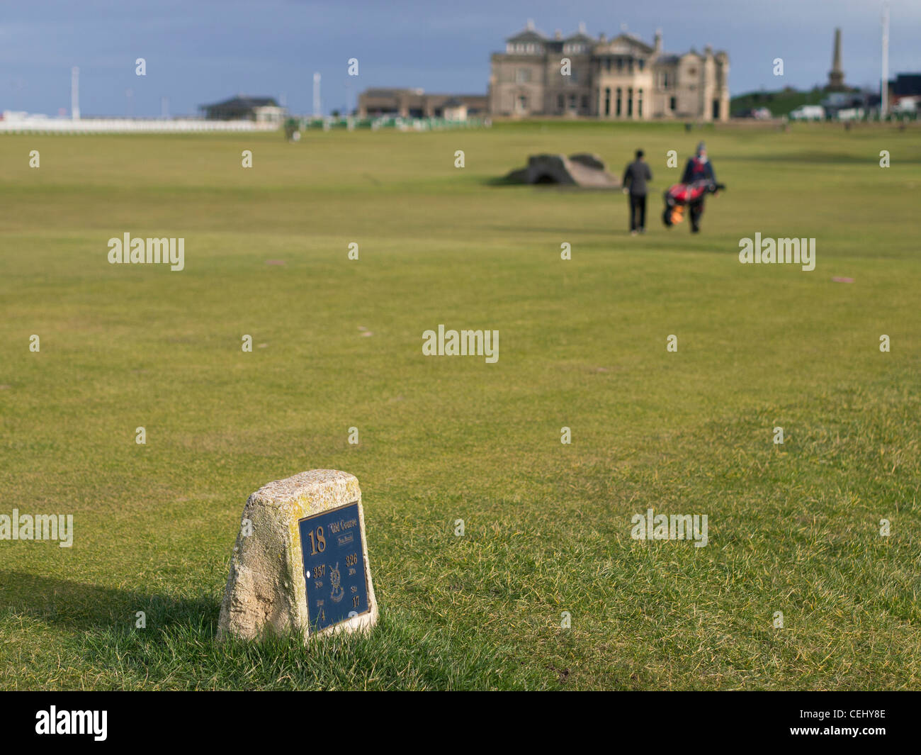 Das 18. Loch des Old Course in St. Andrews, Schottland Stockfoto