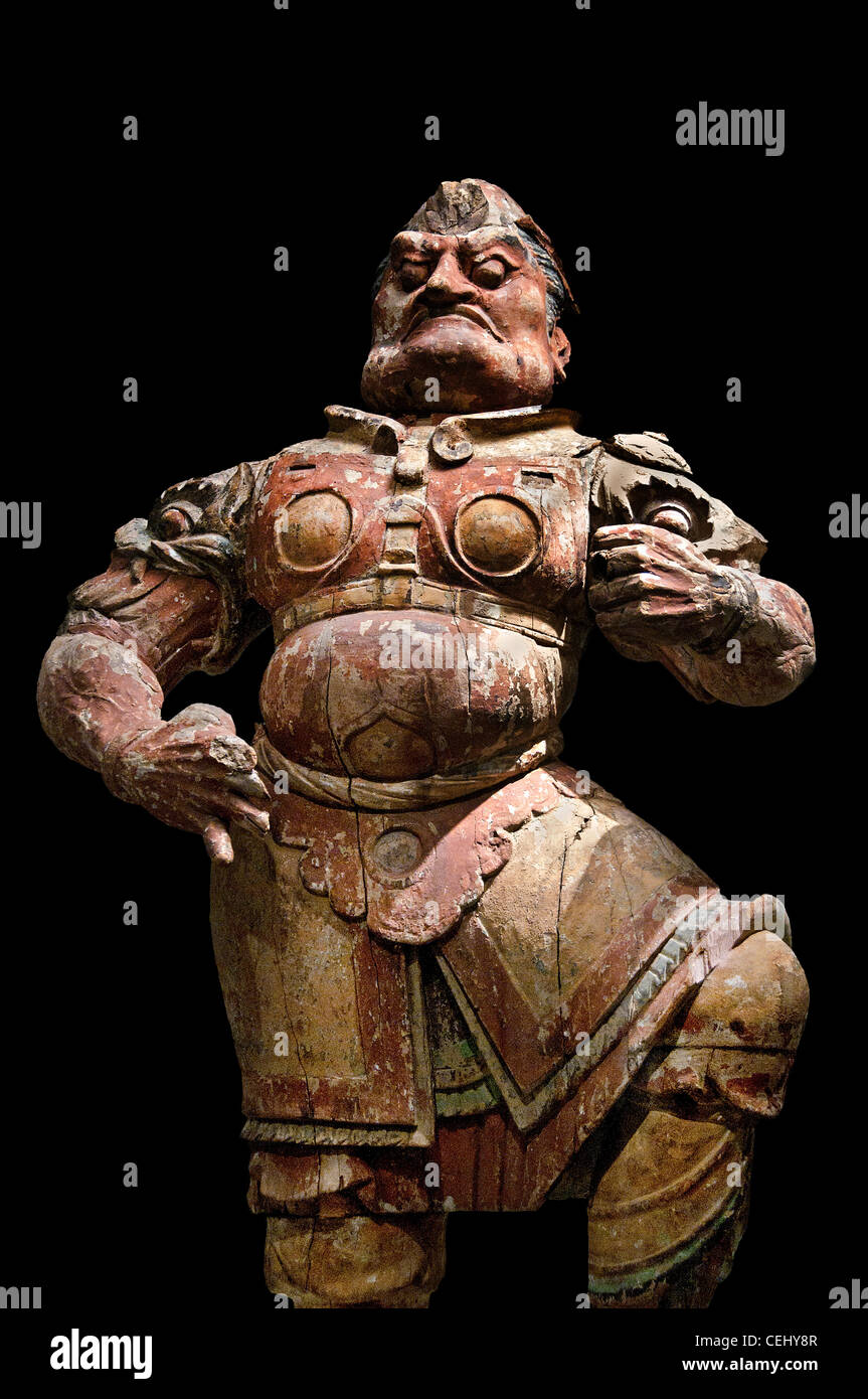 Lokapala Himmelskönig Holz Tang-Dynastie, 618-907 n. Chr. Dunhuang Höhlen von Mogao Gansu China chinesische Stockfoto