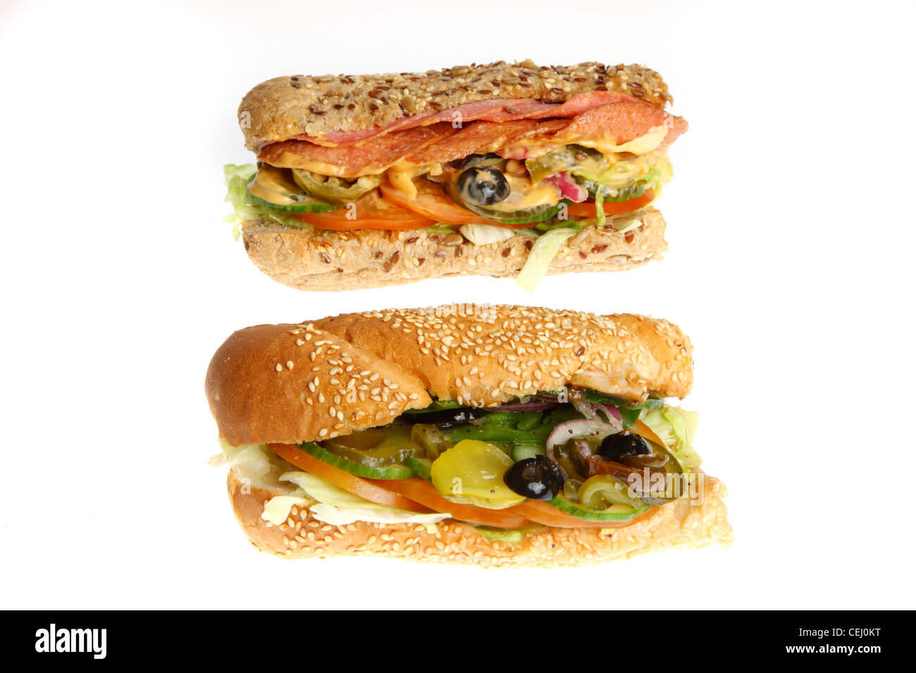 Ernährung, Fast-Food. Sandwich. U-Bahn Fast-Food-Kette-Restaurant. Stockfoto