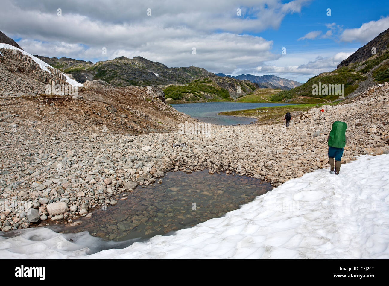 Der Chilkoot Trail Wandern. Morrow See. Britisch-Kolumbien. Kanada Stockfoto