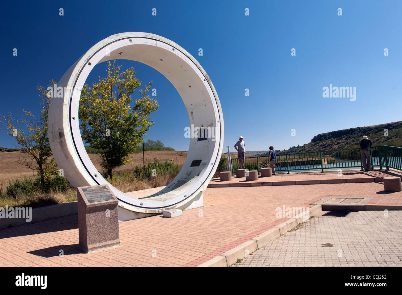 Denkmal am Ash Fluss Mündung in der Nähe von Clarens, Free State Ostprovinz Stockfoto