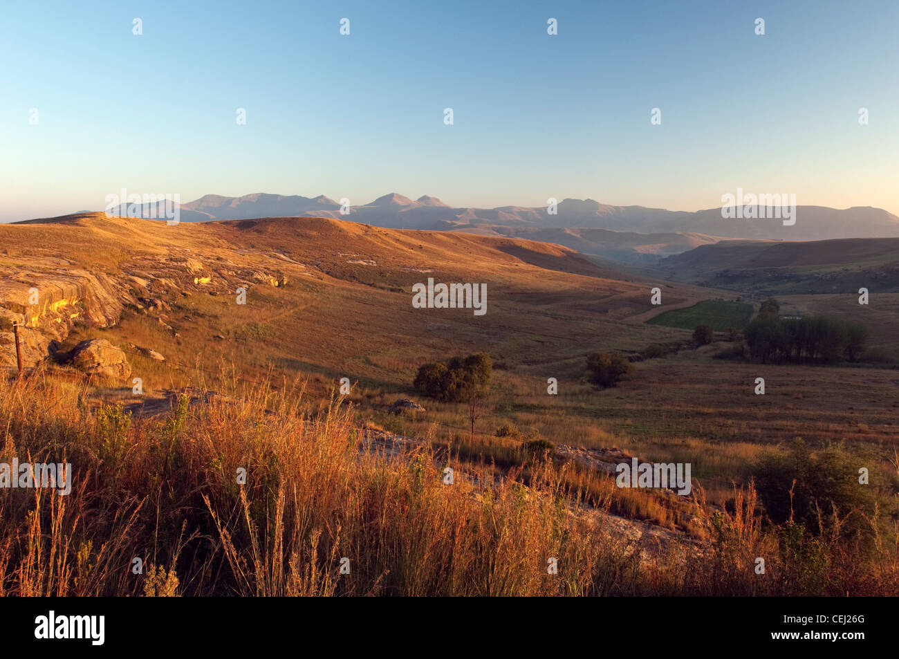 Landschaft in der Nähe von Clarens, Free State Ostprovinz Stockfoto