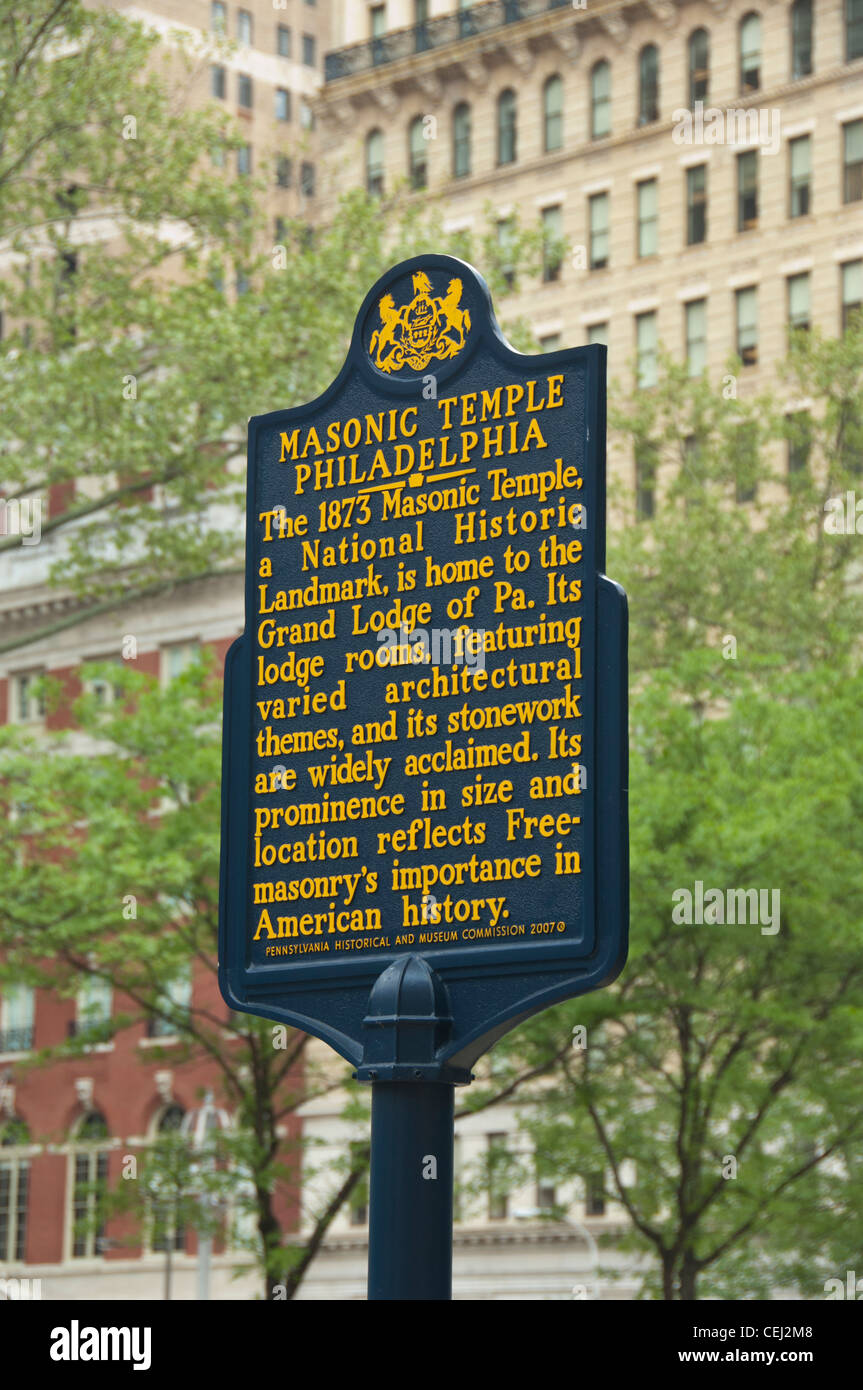 Pennsylvania, Philadelphia. historischen Masonic Temple, ca. 1868-73. architektonische Wahrzeichen mit 7 verschiedenen Stilen. Stockfoto