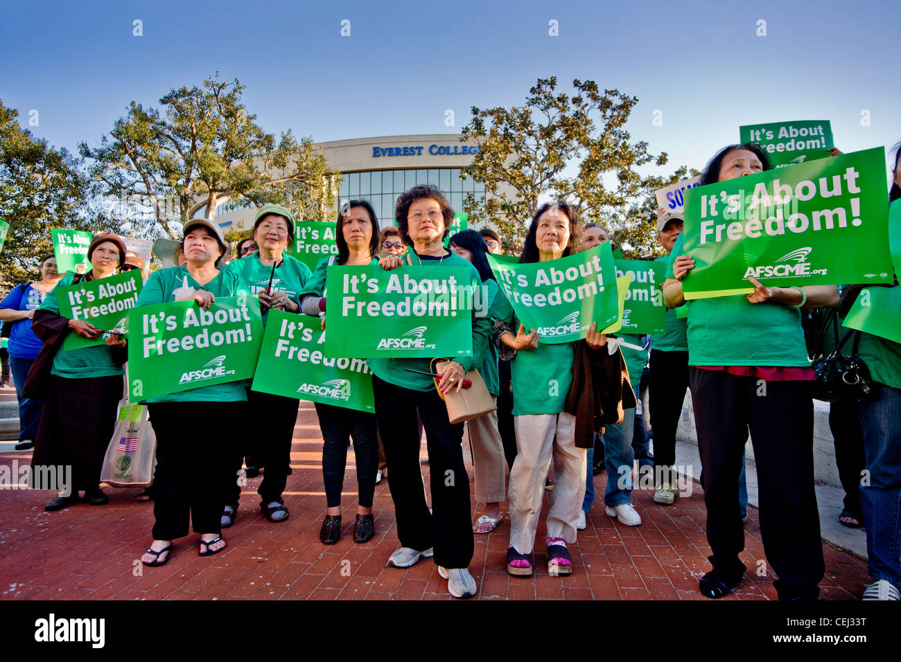 American Federation of State, County und städtische Arbeiter (AFSCME) Gewerkschaft Rallye in Santa Ana, Kalifornien Stockfoto