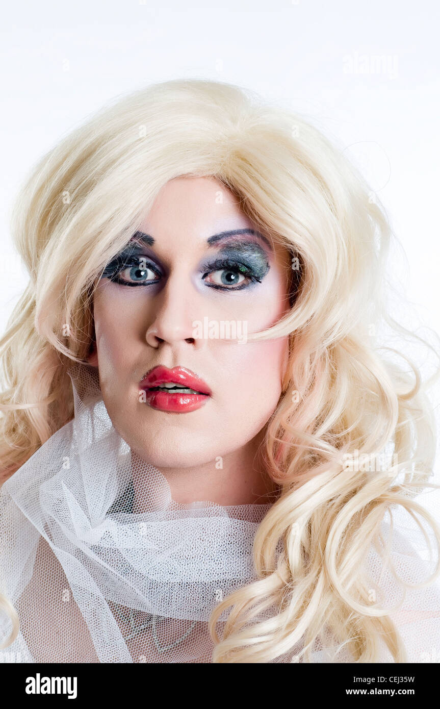 Travestie in voller Bühnen-makeup Stockfoto