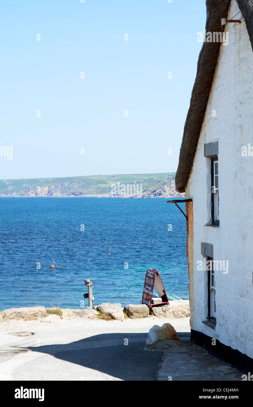 Sennen Cove Cornwall England Strohgedeckten Schmuggler Haus Mit
