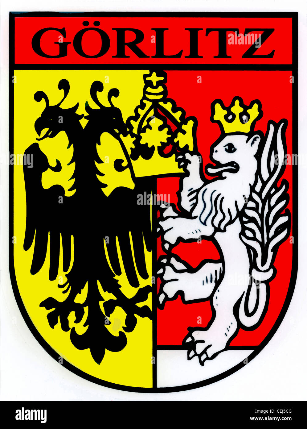 8,0 cm Breite ca Aufnäher Pin 6,5 cm Wappen von Görlitz Stadt Patch Höhe ca 