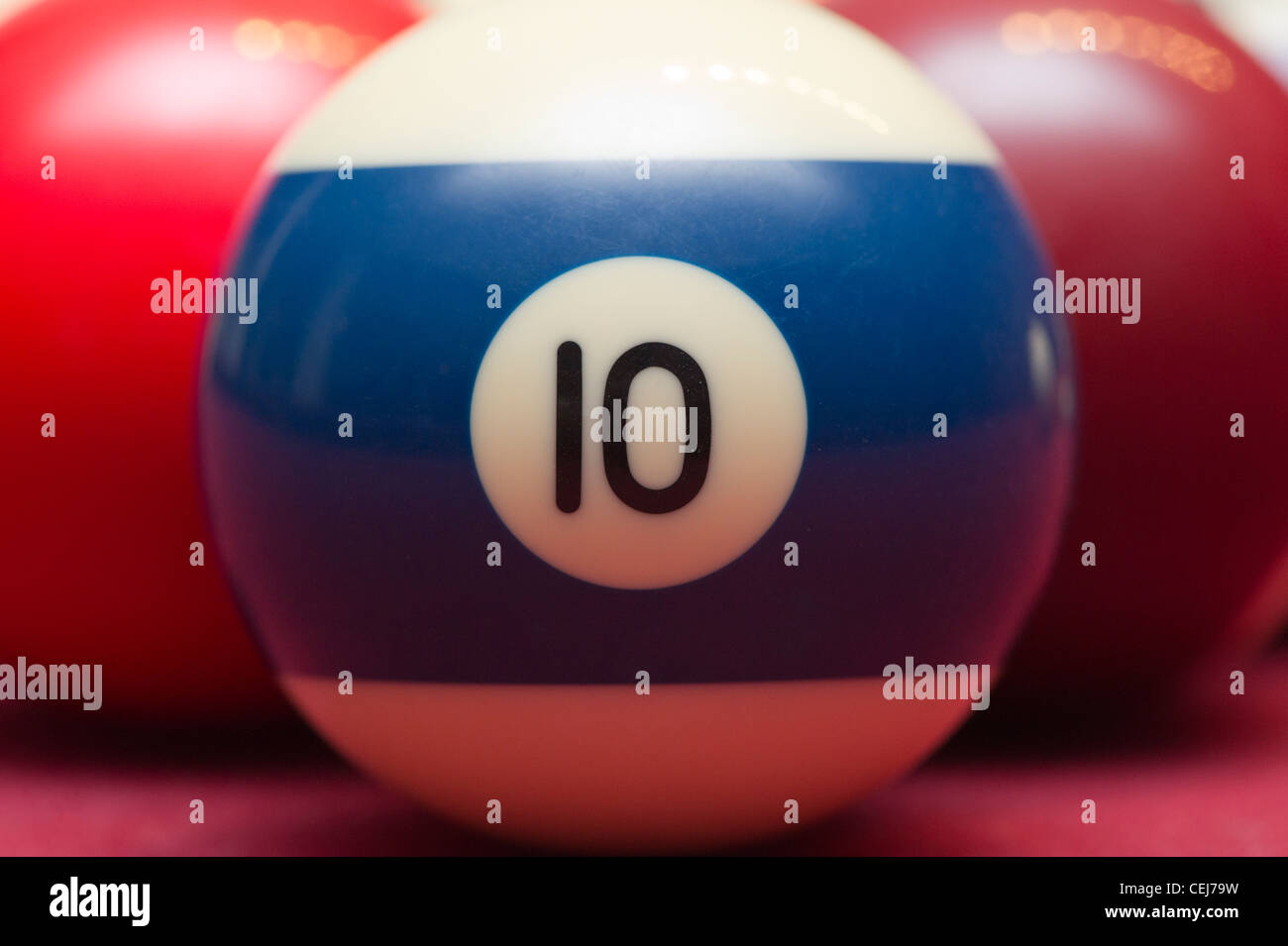 Nummer 10 gestreifte Pool ball Stockfoto