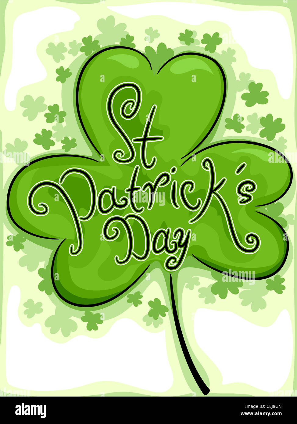 Beispiel für ein Kleeblatt mit eine St.-Patrick's-Day-Text Stockfoto