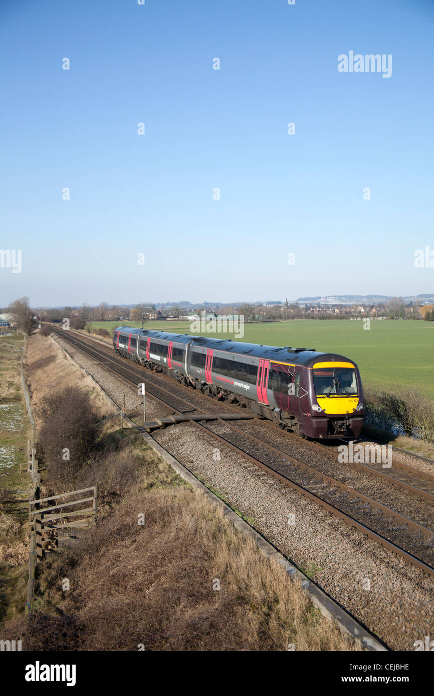 Arriva Cross Country Klasse 170 DMU Personenzug vorbei Sawley, Nottinghamshire Stockfoto