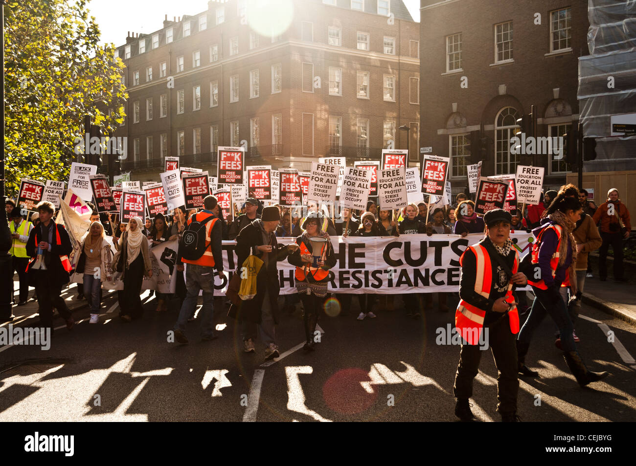 Studenten protestieren gegen Studiengebühren Gebührenerhöhungen auf die NUS-Demonstration am 10. November 2010 Stockfoto