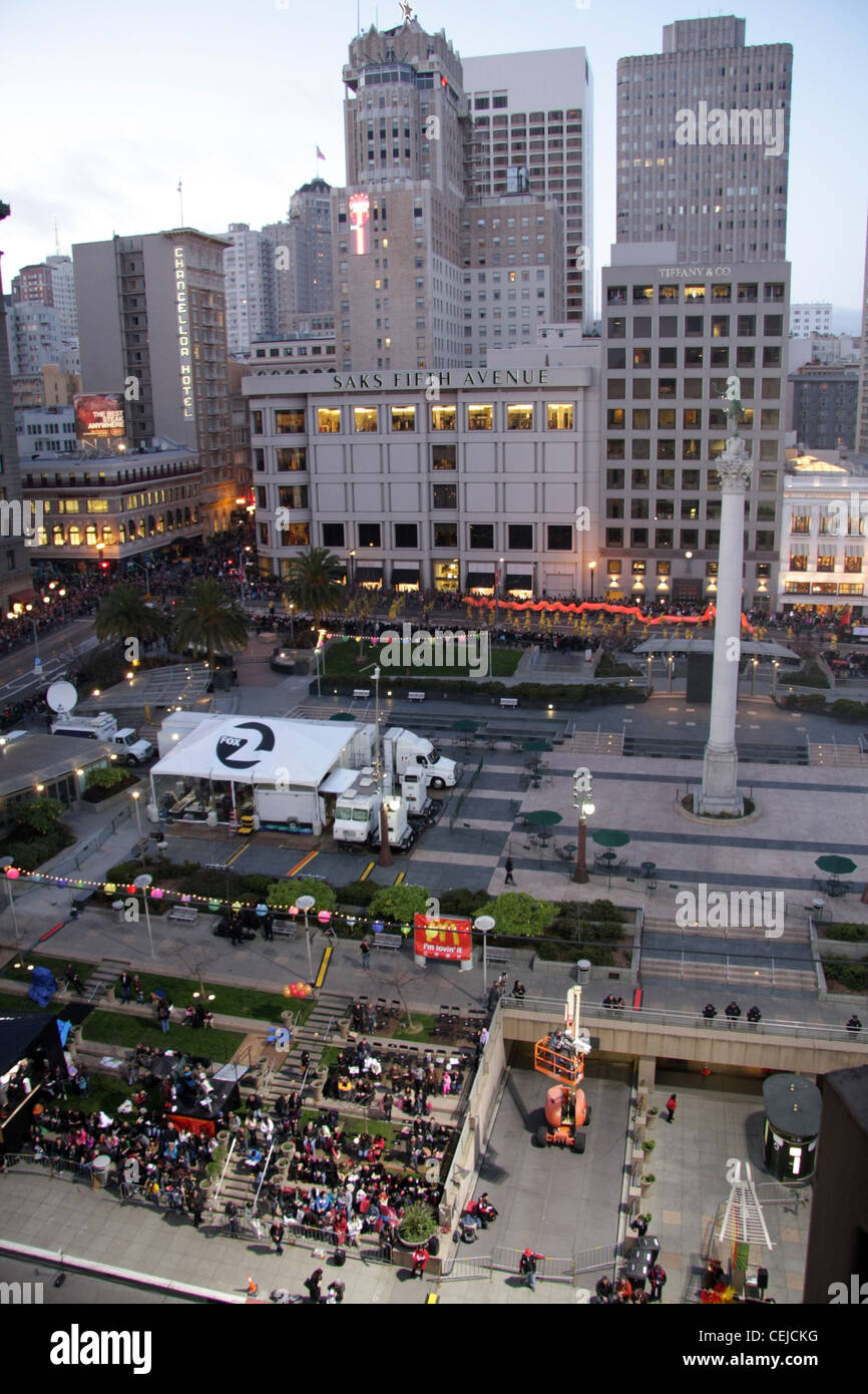 Night-Time-Image des Union Square, San Francisco, während Chinesische Neujahrsparade Stockfoto