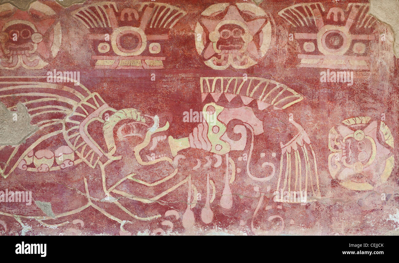 Innenraum eines Tempels in Teotihuacan, Mexiko. Stockfoto