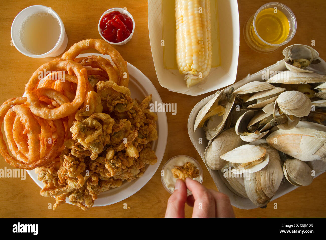 Fisch und Meeresfrüchte in New England. Stockfoto