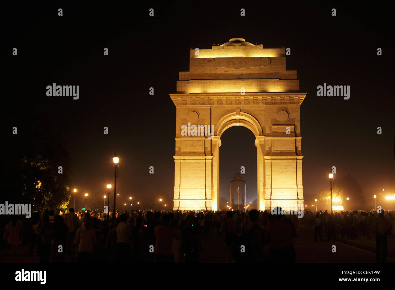 India Gate in der Nacht. Neu-Delhi, Indien Stockfoto