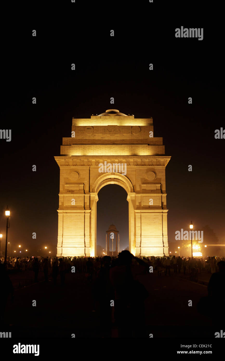 India Gate in der Nacht. Neu-Delhi, Indien Stockfoto