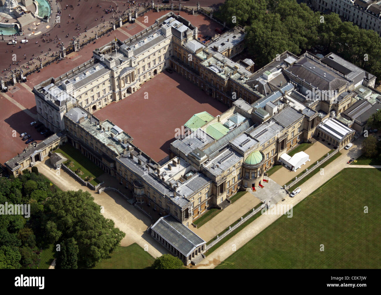 Luftaufnahme des Buckingham Palace, London Stockfoto